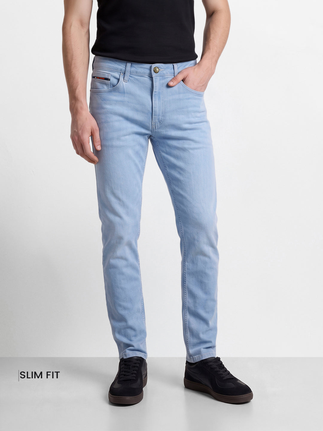 Men's Blue Slim Fit Solid Casual Jeans