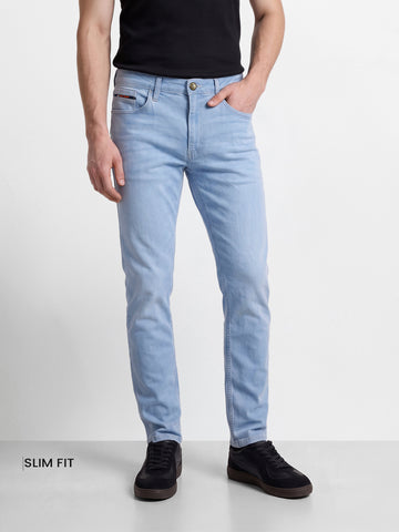 Men's Blue Slim Fit Solid Casual Jeans