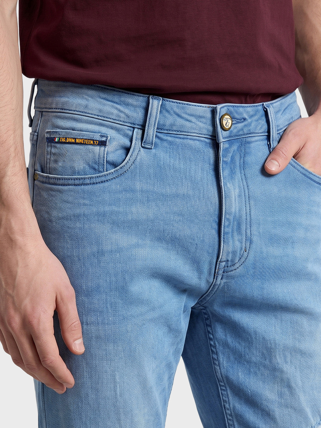 Men's Blue Slim Fit Solid Casual Jeans