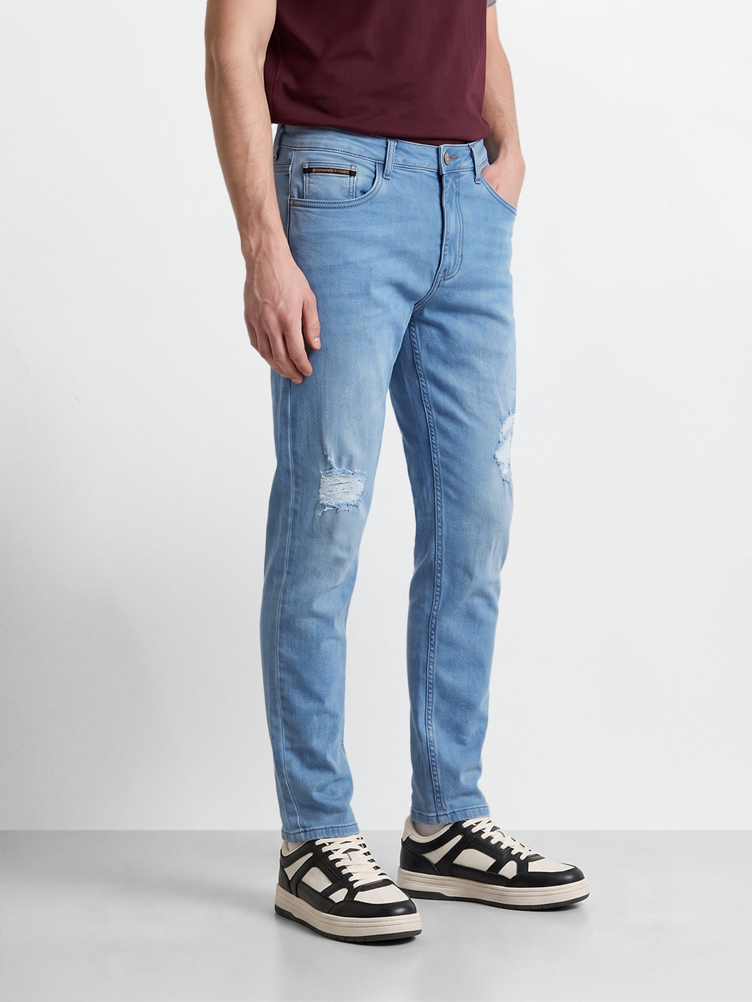 Men's Blue Slim Fit Solid Casual Jeans
