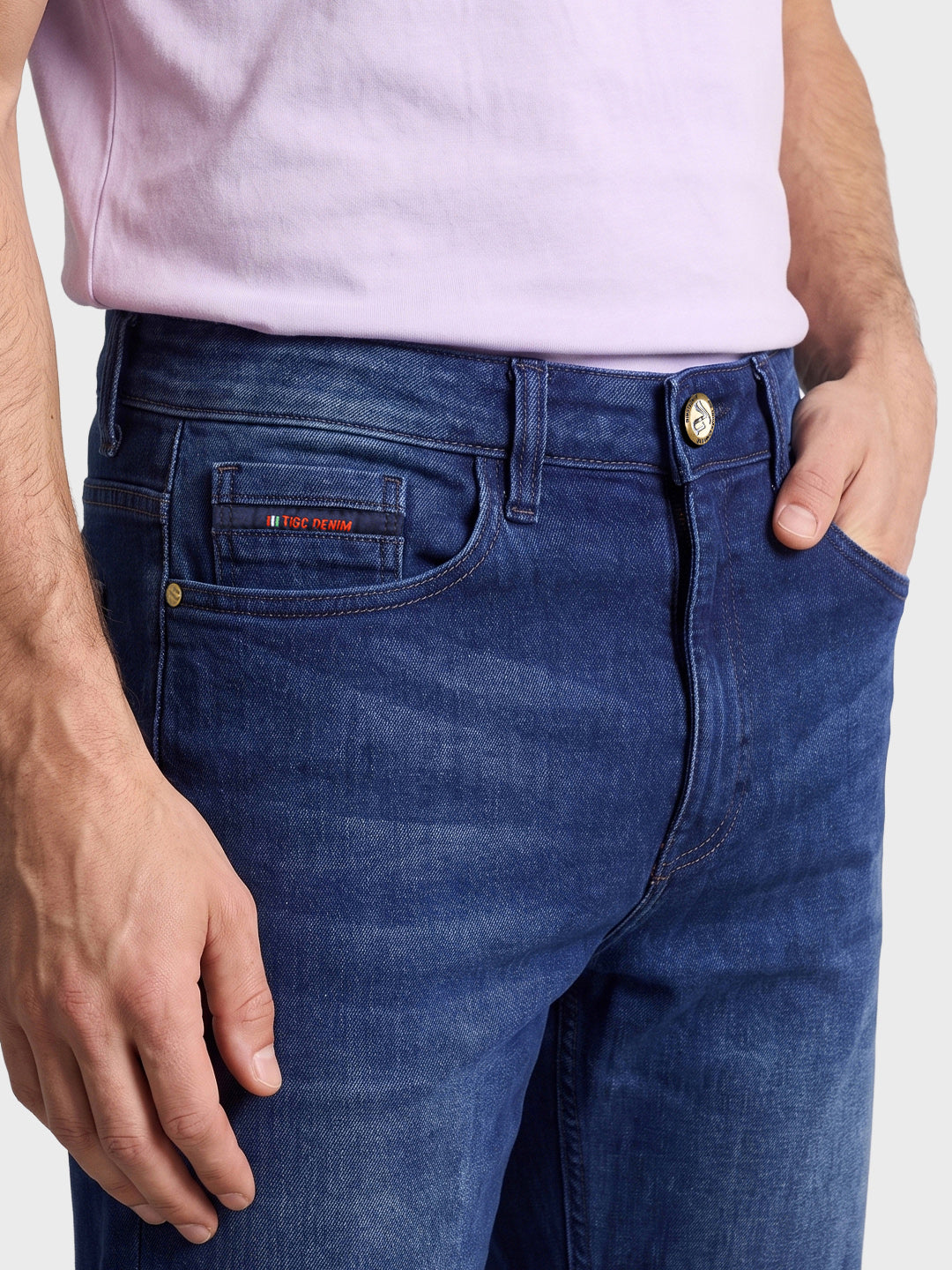 Men's Blue Slim Fit Solid Casual Jeans