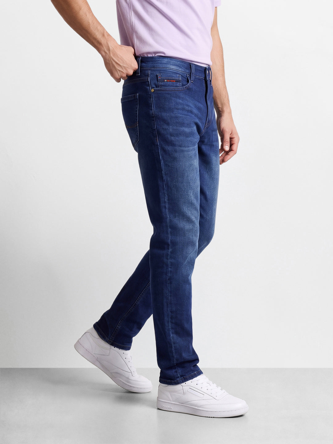 Men's Blue Slim Fit Solid Casual Jeans
