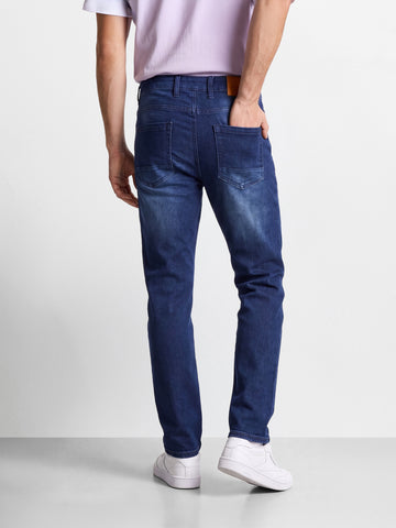 Men's Blue Slim Fit Solid Casual Jeans