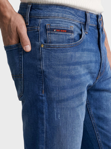 Men's Blue Slim Fit Solid Casual Jeans