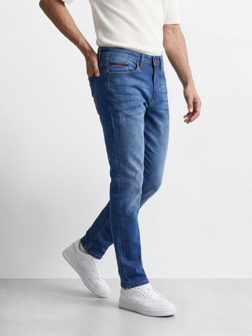 Men's Blue Slim Fit Solid Casual Jeans
