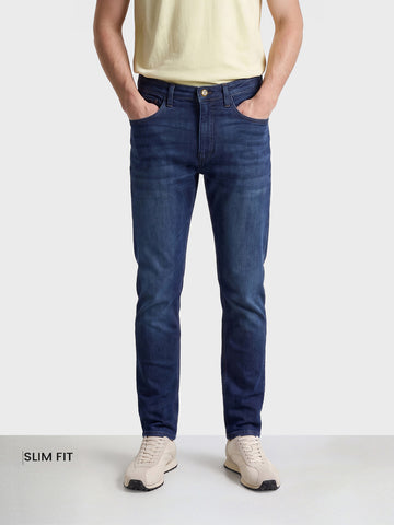 Men's Blue Slim Fit Solid Casual Jeans
