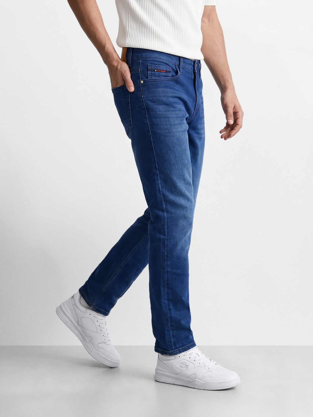 Men's Blue Slim Fit Solid Casual Jeans
