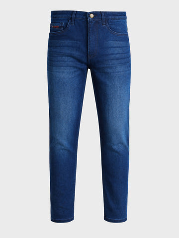 Men's Blue Slim Fit Solid Casual Jeans