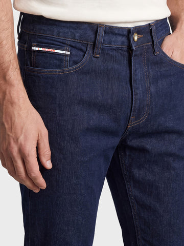 Men's Dark Blue Slim Fit Solid Casual Jeans