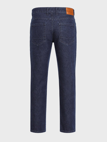 Men's Dark Blue Slim Fit Solid Casual Jeans