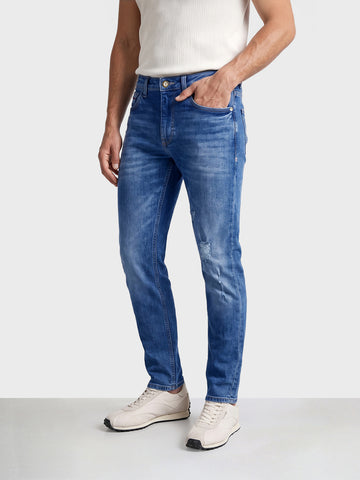 Men's Blue Slim Fit Solid Street Wear Jeans