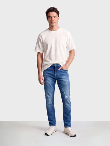 Men's Blue Slim Fit Solid Street Wear Jeans