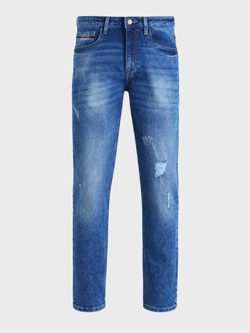 Men's Blue Slim Fit Solid Street Wear Jeans