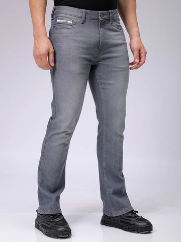 Men's Grey Slim Fit Solid Mid-Rise Stretchable Jeans