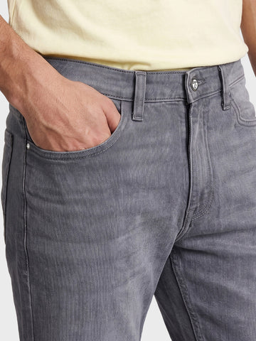 Men's Grey Bootcut Fit Solid Casual Jeans