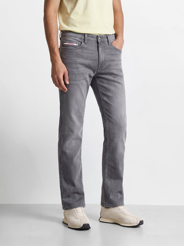 Men's Grey Bootcut Fit Solid Casual Jeans