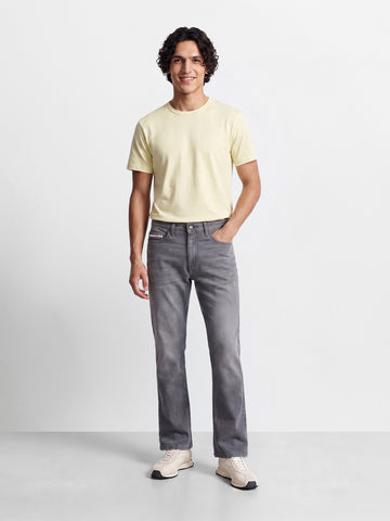 Men's Grey Bootcut Fit Solid Casual Jeans