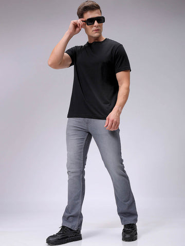 Men's Grey Slim Fit Solid Mid-Rise Stretchable Jeans