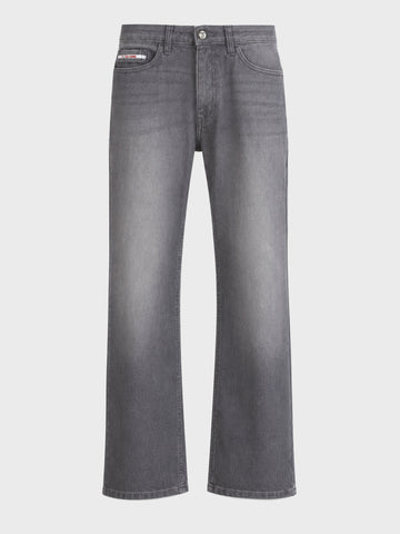 Men's Grey Bootcut Fit Solid Casual Jeans