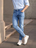 Men's Blue Slim Fit Solid Casual Jeans
