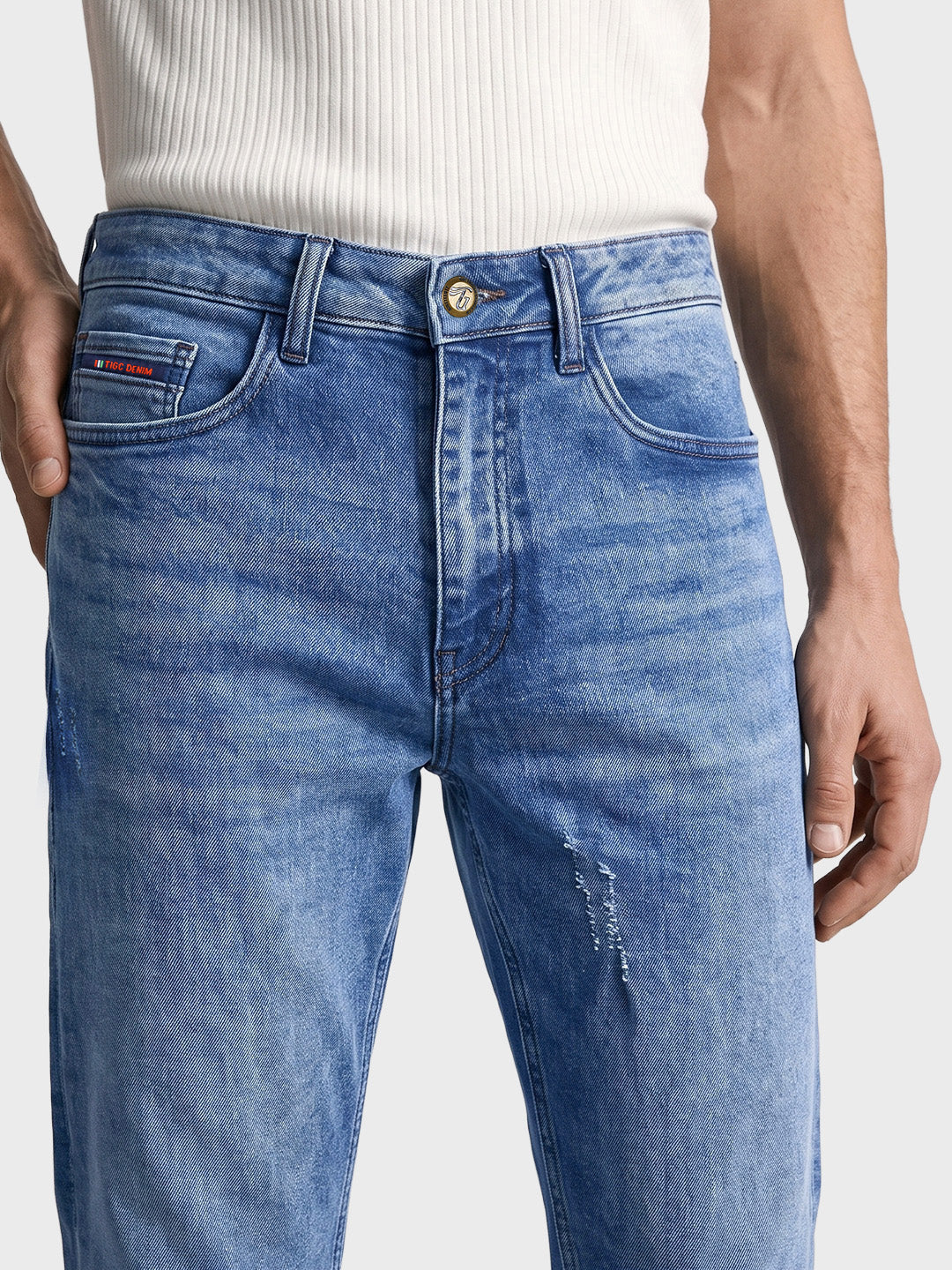 Men's Blue Slim Fit Solid Casual Jeans
