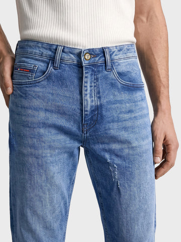 Men's Blue Slim Fit Solid Casual Jeans
