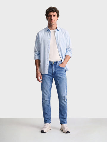 Men's Blue Slim Fit Solid Casual Jeans