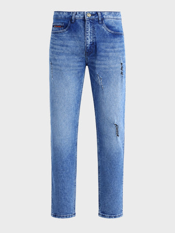 Men's Blue Slim Fit Solid Casual Jeans