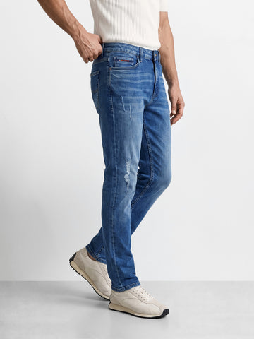 Men's Blue Slim Fit Solid Casual Jeans