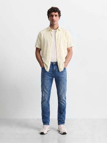 Men's Blue Slim Fit Solid Casual Jeans