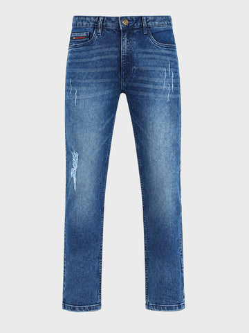 Men's Blue Slim Fit Solid Casual Jeans