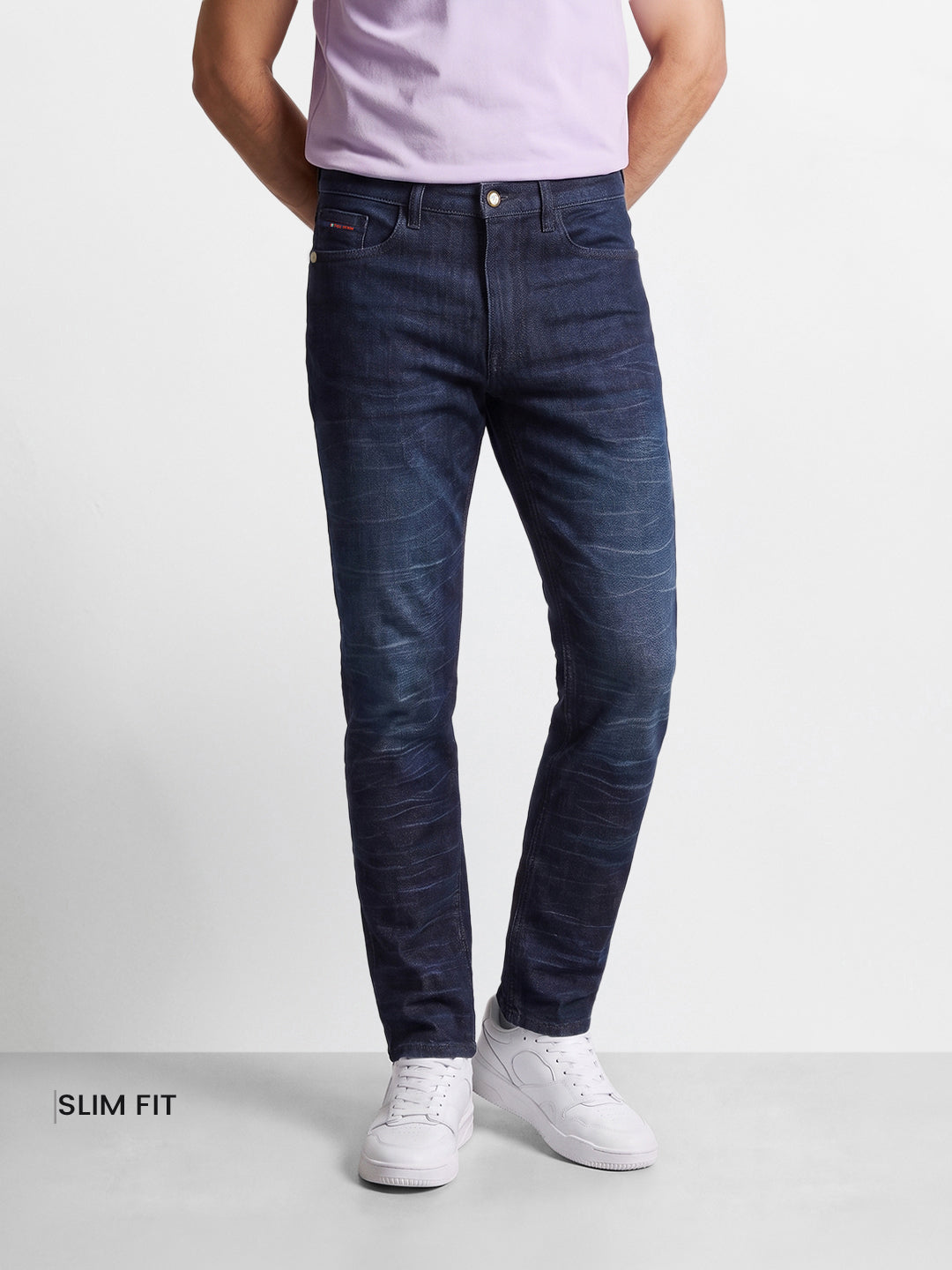 Men's Blue Slim Fit Solid Casual Jeans
