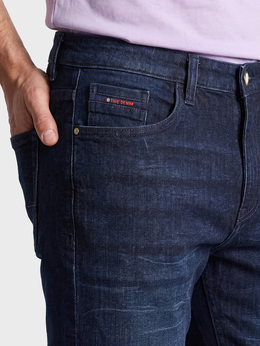 Men's Blue Slim Fit Solid Casual Jeans
