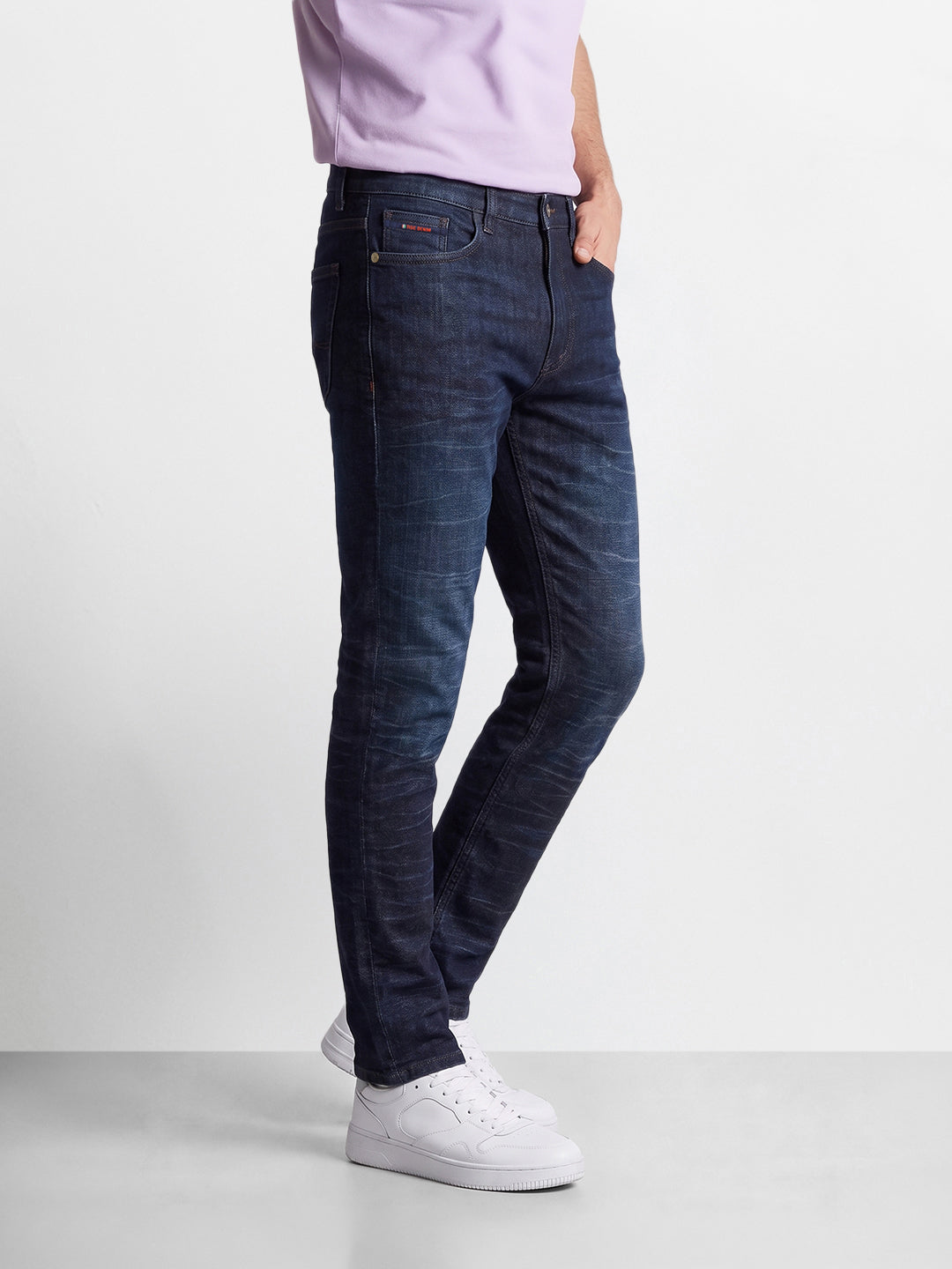 Men's Blue Slim Fit Solid Casual Jeans