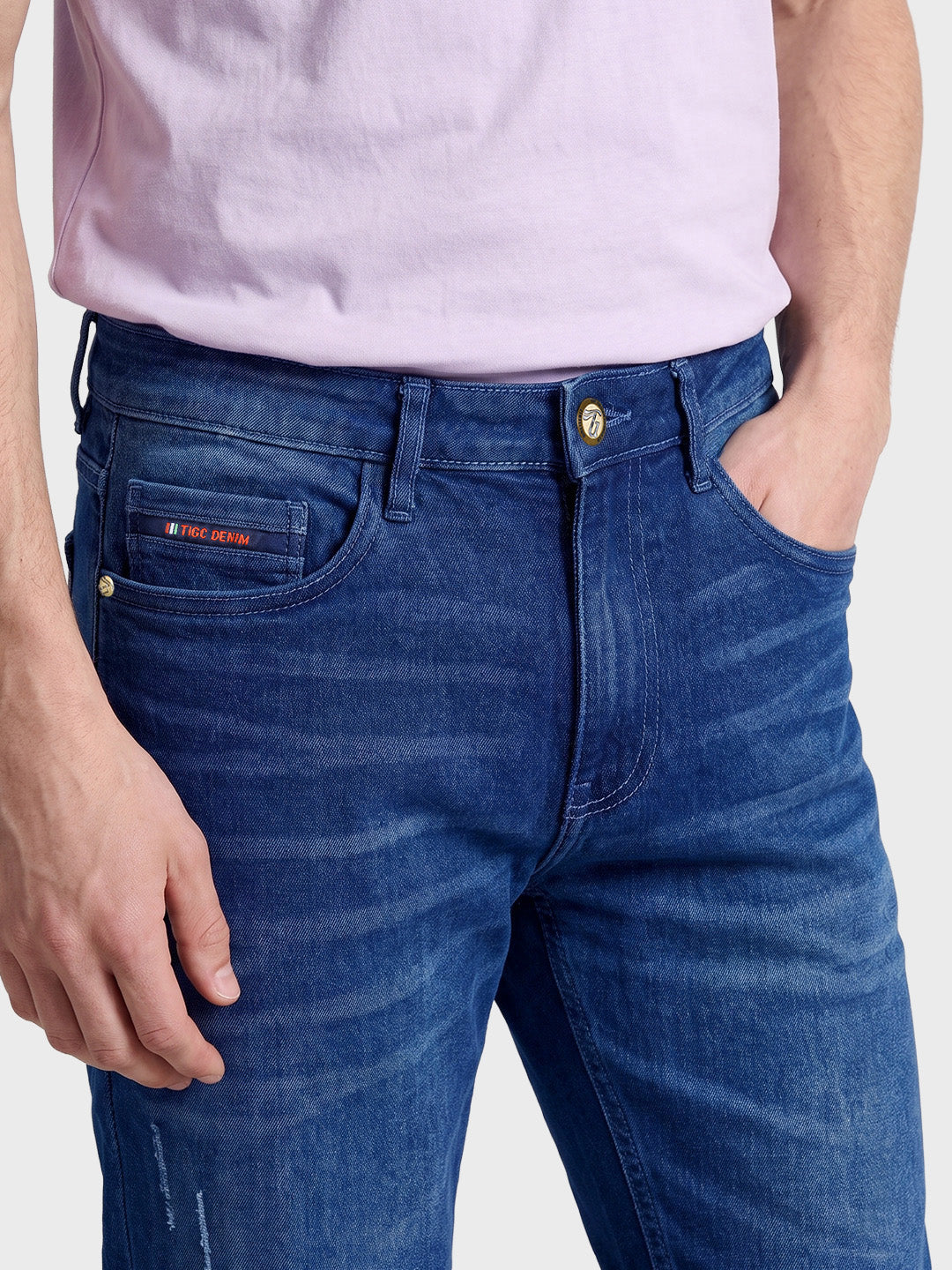 Men's Blue Slim Fit Solid Casual Jeans