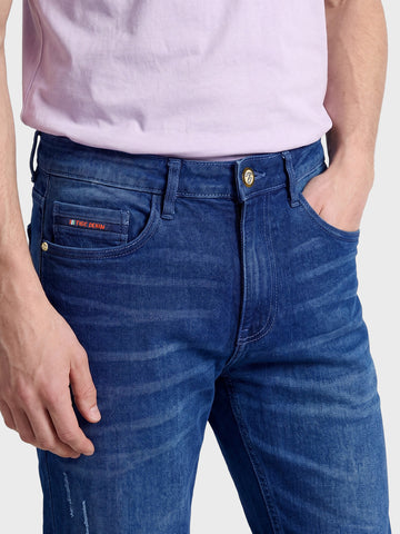 Men's Blue Slim Fit Solid Casual Jeans