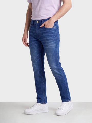 Men's Blue Slim Fit Solid Casual Jeans