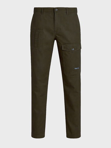 Men's Olive Relaxed Fit Solid Casual Trousers