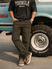 Men's Olive Relaxed Fit Solid Casual Trousers