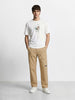 Men's Khaki Relaxed Fit Solid Casual Trousers