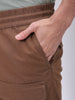 Men's Brown Regular Fit Solid Mid-Rise Elasticated Cuffed Cargo Joggers