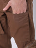 Men's Brown Regular Fit Solid Mid-Rise Elasticated Cuffed Cargo Joggers