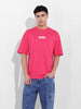 Men's Pink Boxy Oversized Graphic Back Printed Round Neck T-shirt