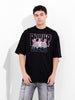Men's Black Oversized Graphic Back Printed Round Neck T-shirt