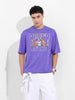 Men's Purple Oversized Graphic Back Printed Round Neck T-shirt