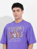 Men's Purple Oversized Graphic Back Printed Round Neck T-shirt