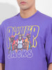 Men's Purple Oversized Graphic Back Printed Round Neck T-shirt