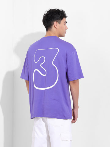 Men's Purple Oversized Graphic Back Printed Round Neck T-shirt