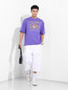Men's Purple Oversized Graphic Back Printed Round Neck T-shirt
