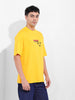 Men's Yellow Boxy Oversized Graphic Back Printed Round Neck T-shirt